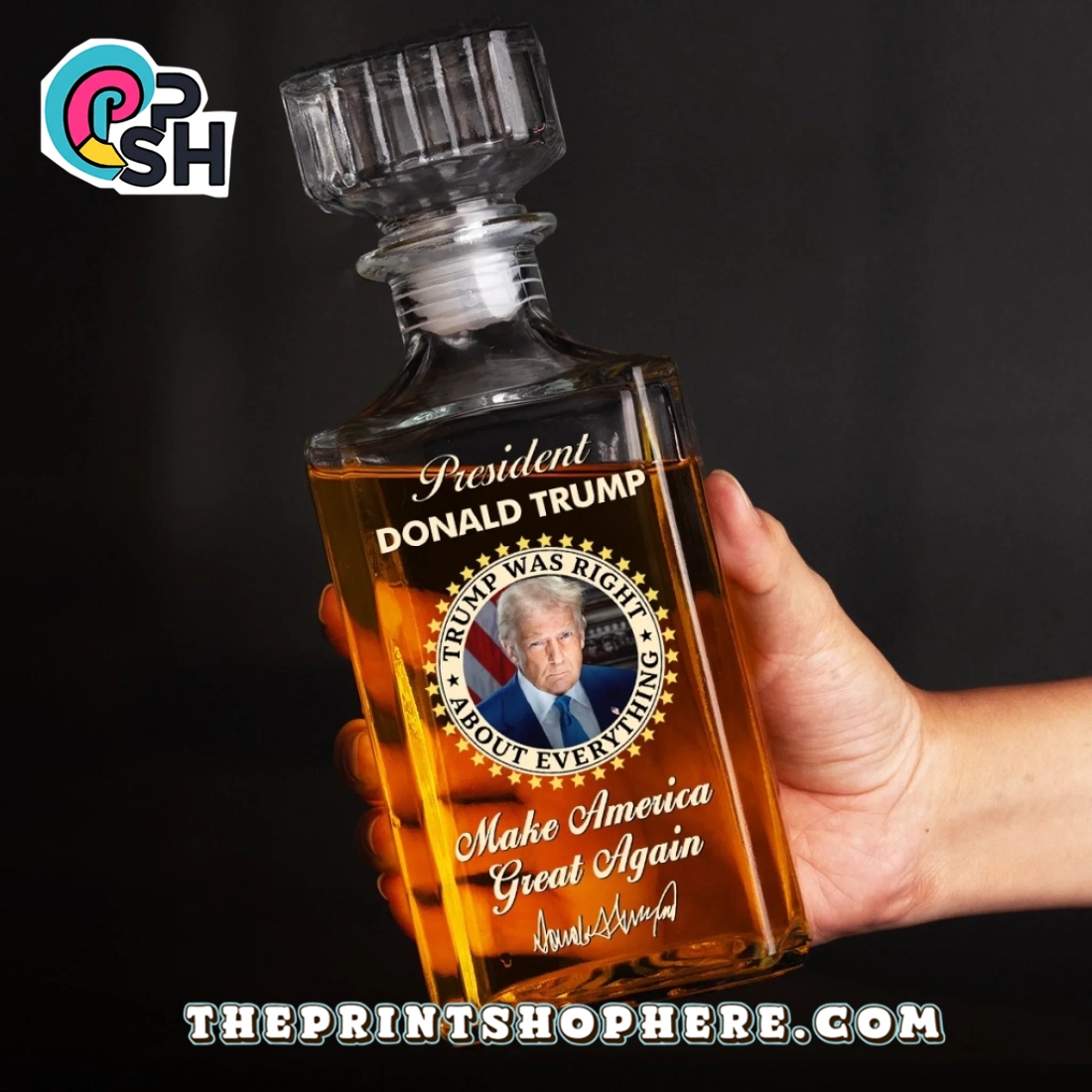 President Trump Make America Great Again Whiskey Bottle President Trump Make America Great Again Whiskey Bottle