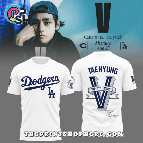 2025 LA Dodgers x BTS Taehyung White Hoodie