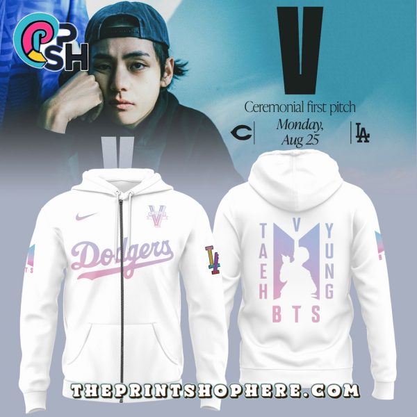 LA Dodgers MLB x BTS Taehyung White Hoodie