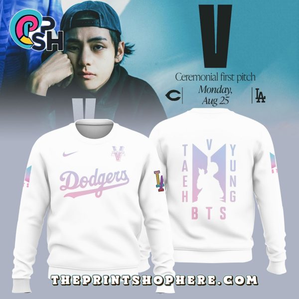 LA Dodgers MLB x BTS Taehyung White Hoodie