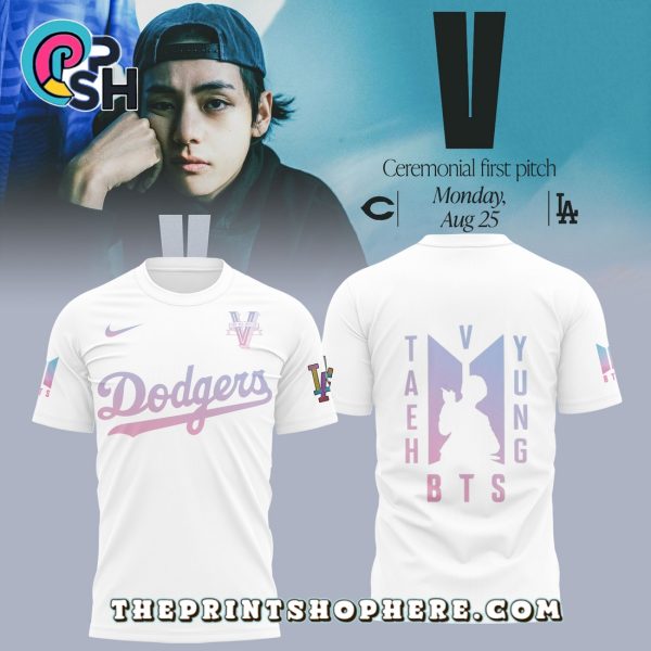 LA Dodgers MLB x BTS Taehyung White Hoodie