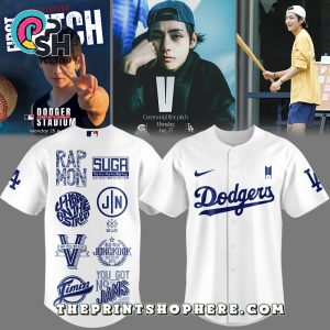 LA Dodgers x BTS 2025 White Baseball Jersey