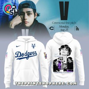 Los Angeles Dodgers x BTS 2025 White Hoodie