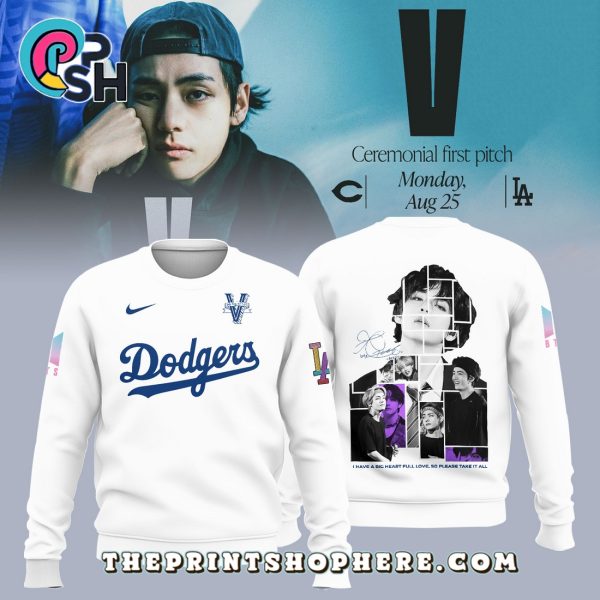Los Angeles Dodgers x BTS 2025 White Hoodie