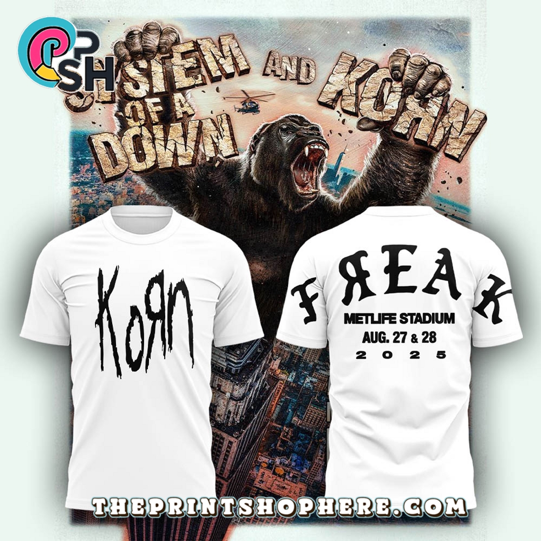 2025 System of a Down x Korn White Hoodie 2025 System of a Down x Korn White Hoodie