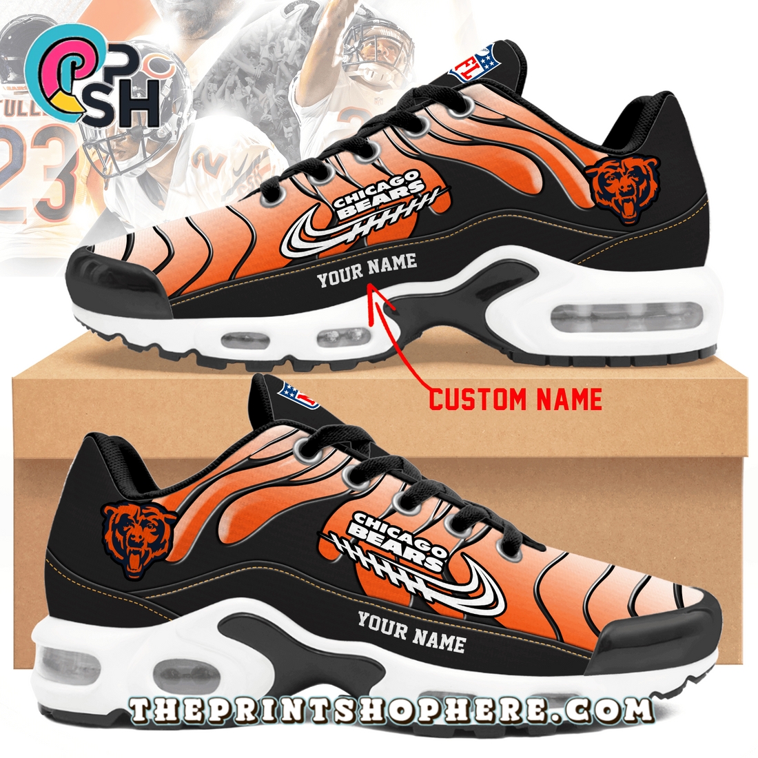 Chicago Bears Custom TN Shoes Sneakers Chicago Bears Custom TN Shoes Sneakers