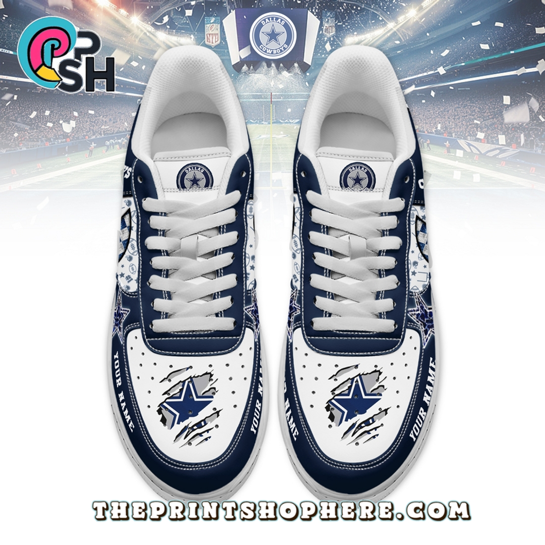Dallas Cowboys Air Low-Top Sneakers Shoes Dallas Cowboys Air Low-Top Sneakers Shoes