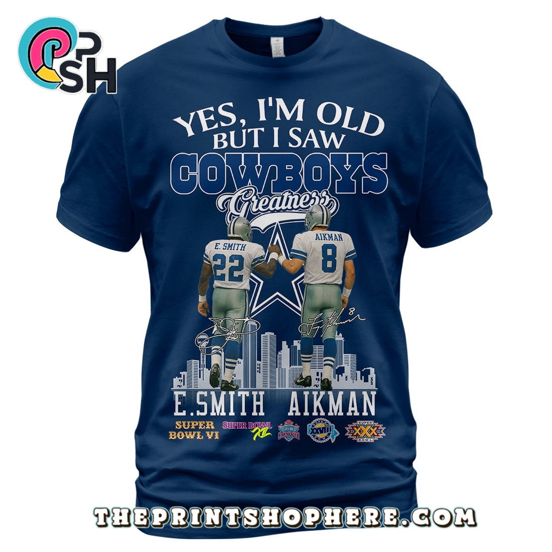Dallas Cowboys Emmitt Smith Troy Aikman T-Shirt Dallas Cowboys Emmitt Smith Troy Aikman T-Shirt