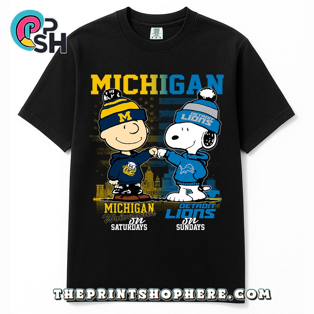Detroit Lions Michigan Wolverines T-Shirt Detroit Lions Michigan Wolverines T-Shirt