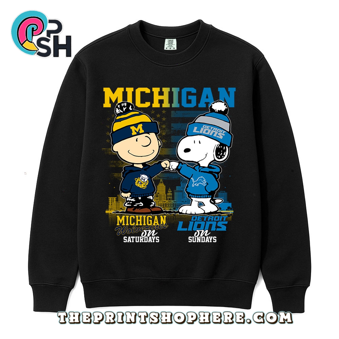 Detroit Lions Michigan Wolverines T-Shirt Detroit Lions Michigan Wolverines T-Shirt