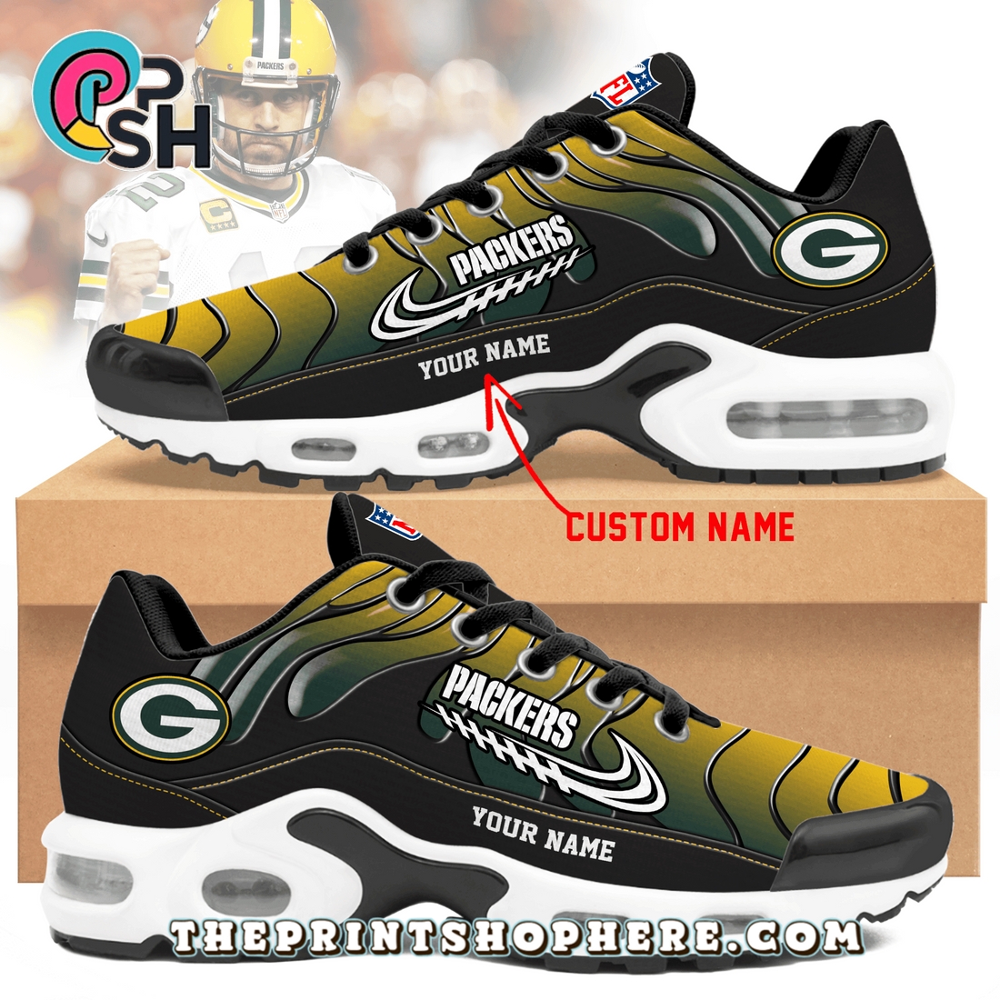 Green Bay Packers Custom TN Shoes Sneakers Green Bay Packers Custom TN Shoes Sneakers