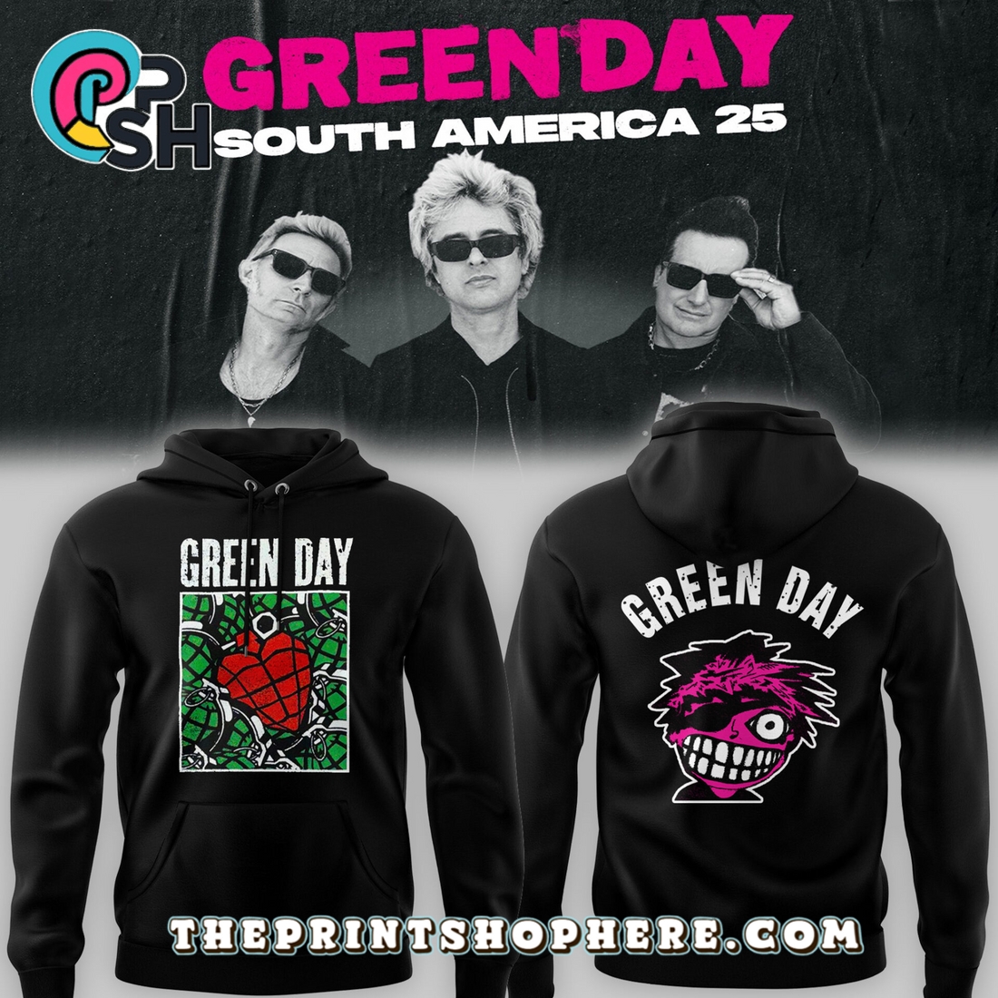 Green Day 2025 Tour Black Hoodie, Pants Green Day 2025 Tour Black Hoodie, Pants