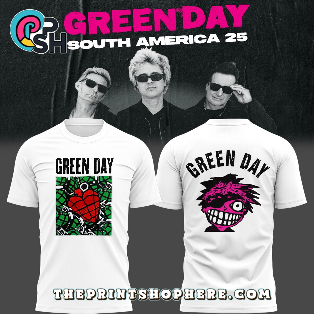 Green Day 2025 Tour White Hoodie Green Day 2025 Tour White Hoodie