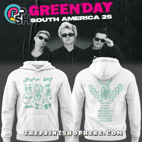 Green Day Tour 2025 White Hoodie
