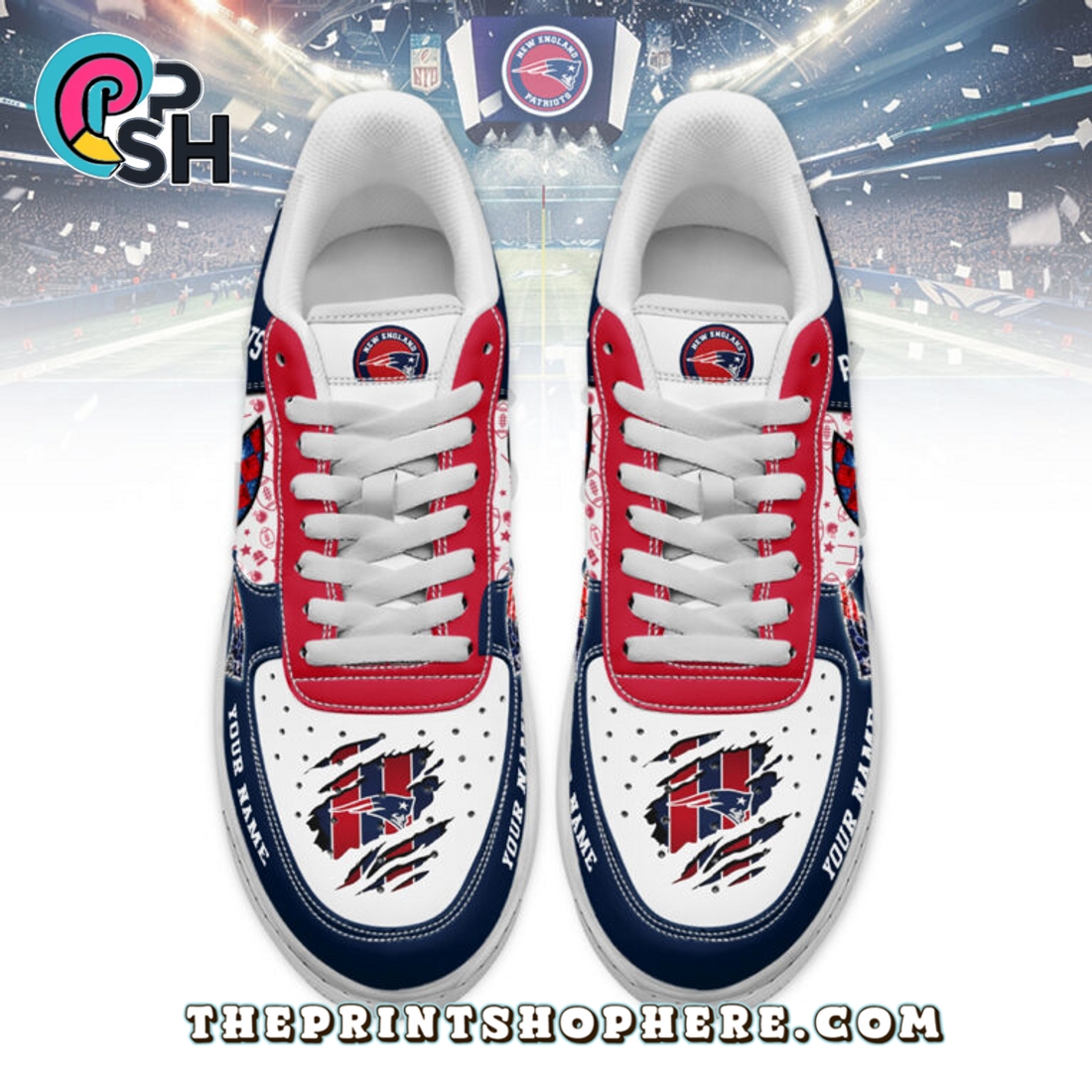 New England Patriots Air Low-Top Sneakers Shoes New England Patriots Air Low-Top Sneakers Shoes