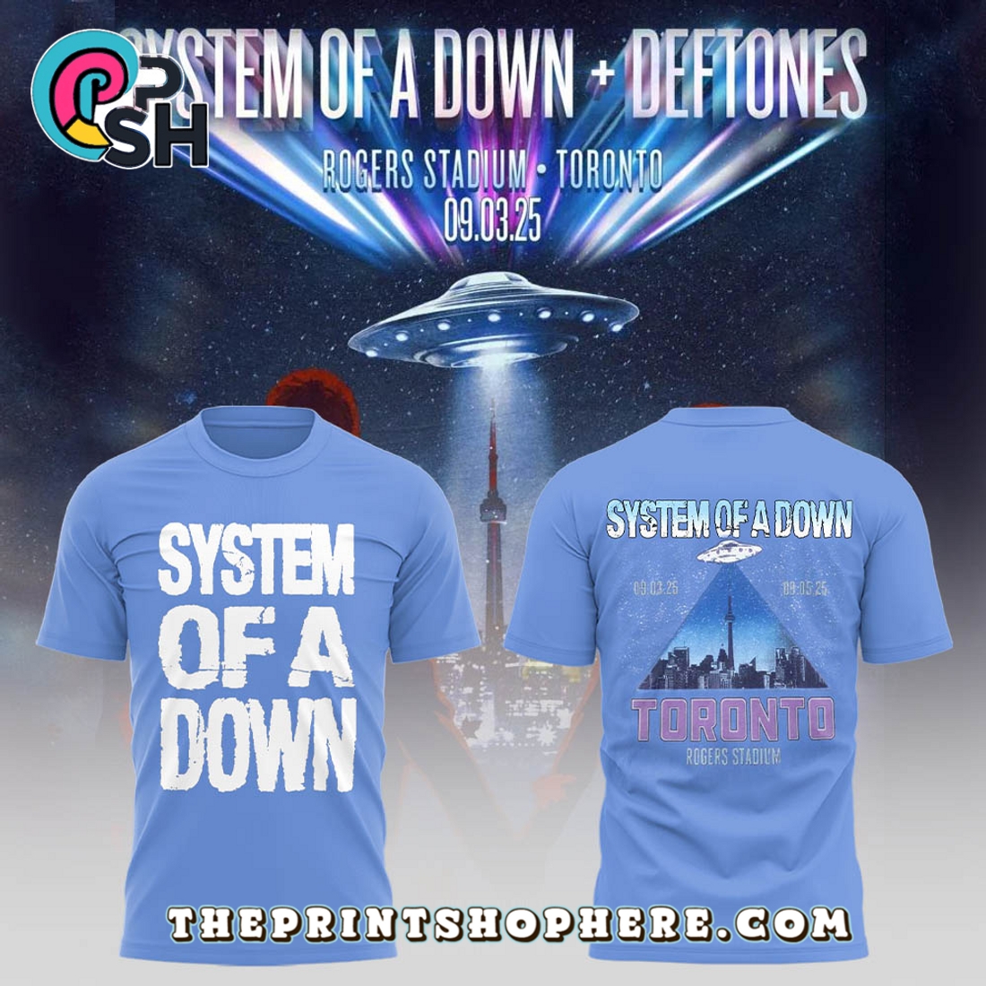 SOAD x Deftones 2025 Tour Blue Hoodie SOAD x Deftones 2025 Tour Blue Hoodie