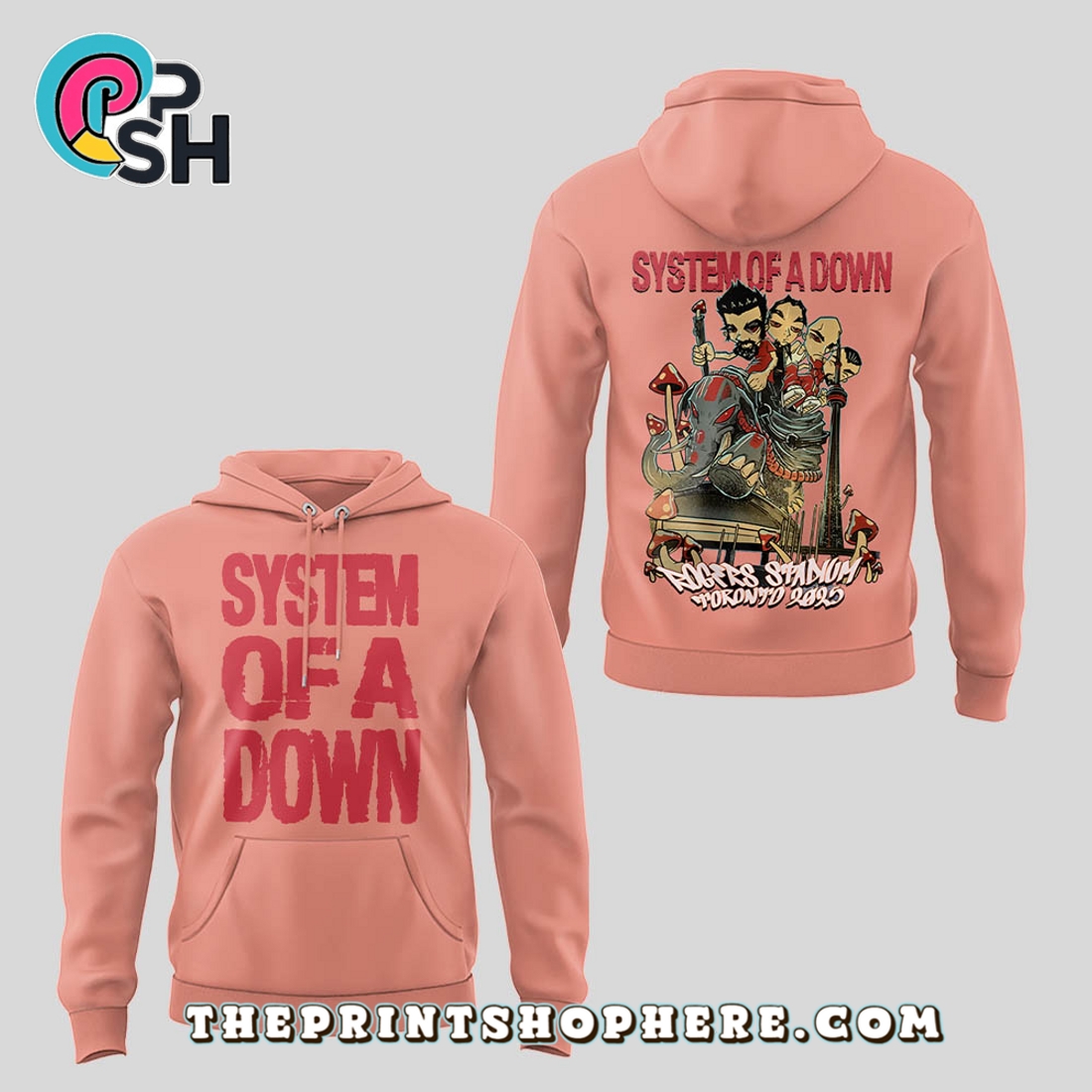 SOAD x Deftones 2025 Tour Pink Hoodie SOAD x Deftones 2025 Tour Pink Hoodie