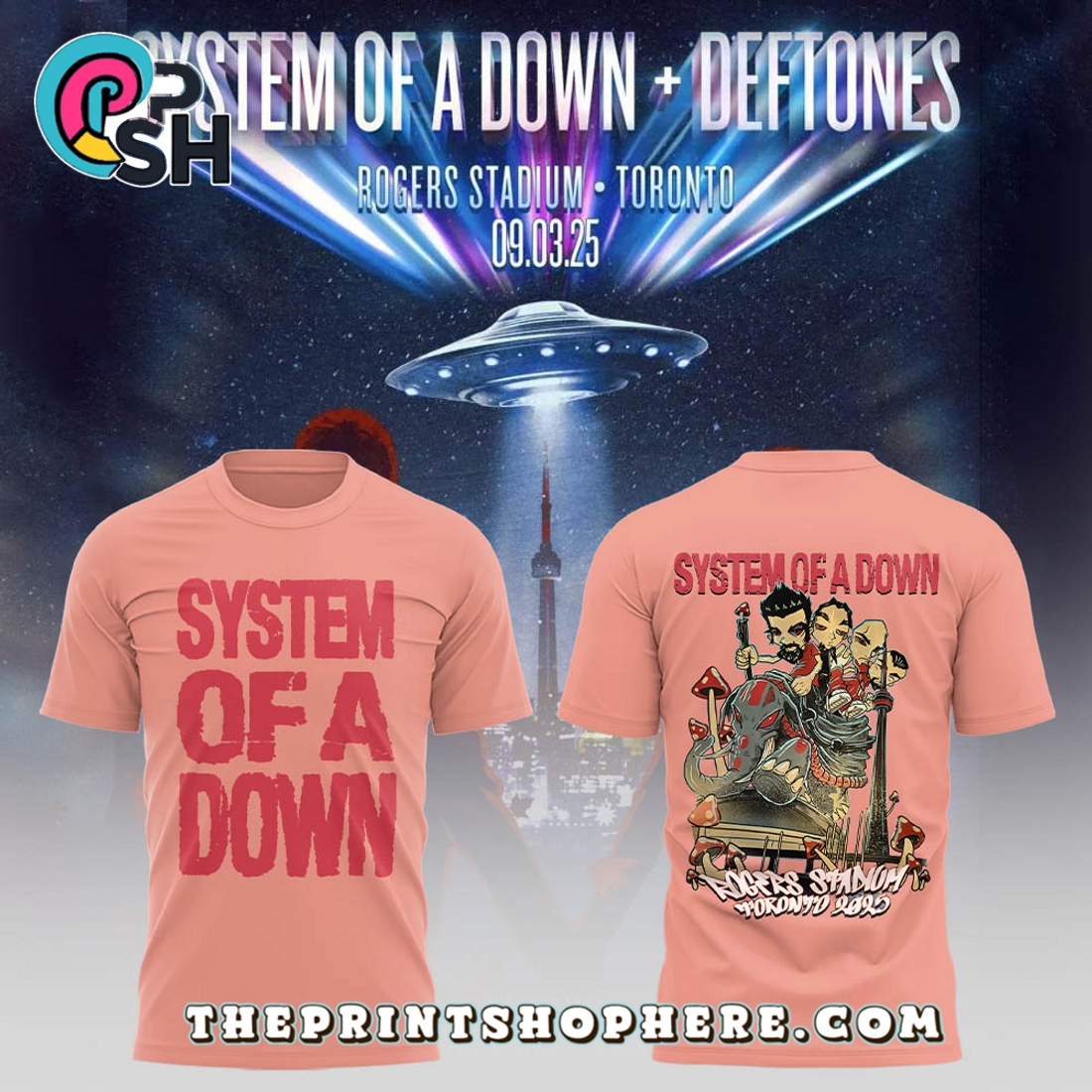 SOAD x Deftones 2025 Tour Pink Hoodie SOAD x Deftones 2025 Tour Pink Hoodie