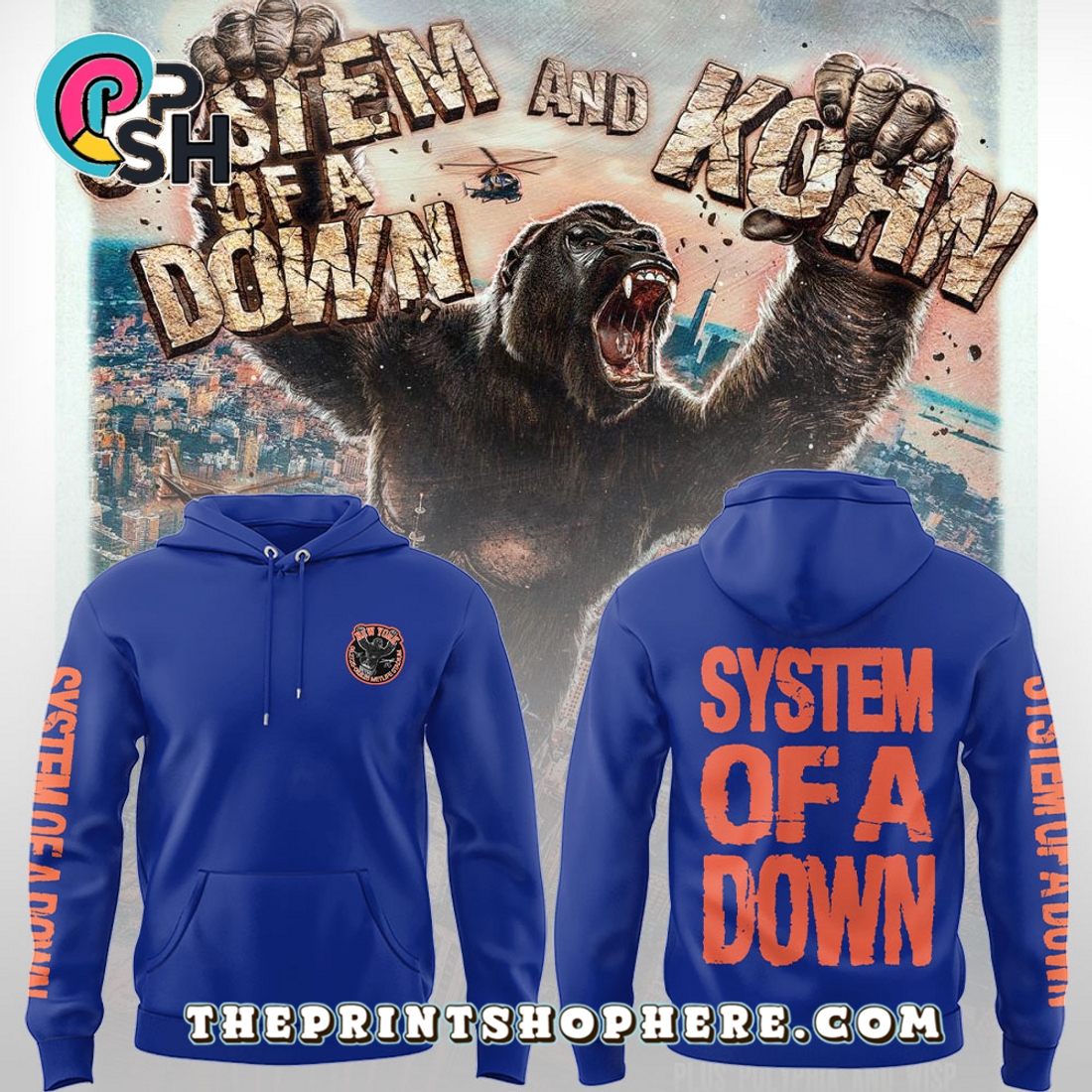 System of a Down and Korn Blue Hoodie System of a Down and Korn Blue Hoodie