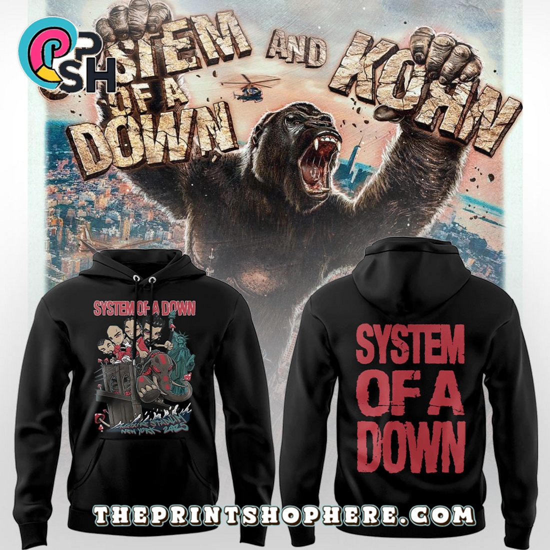 System of a Down Tour 2025 Black Hoodie System of a Down Tour 2025 Black Hoodie