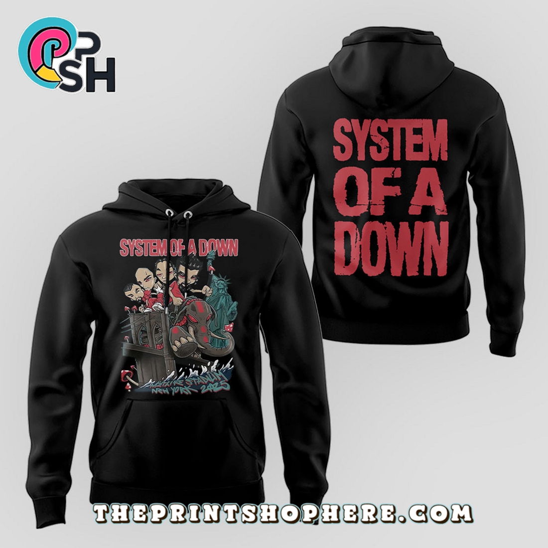 System of a Down Tour 2025 Black Hoodie System of a Down Tour 2025 Black Hoodie