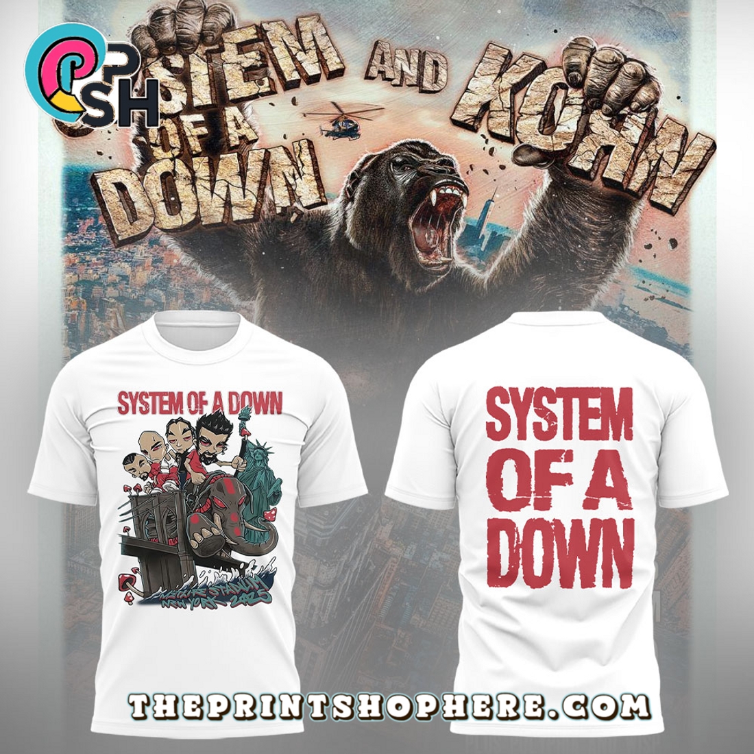System of a Down Tour 2025 White Hoodie System of a Down Tour 2025 White Hoodie
