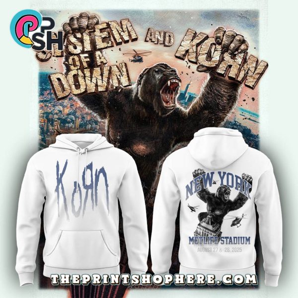 System of a Down x Korn Tour 2025 White Hoodie