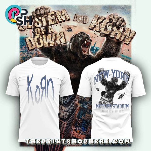 System of a Down x Korn Tour 2025 White Hoodie