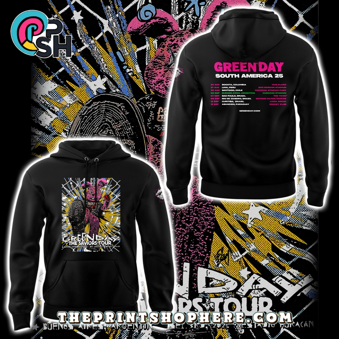The Saviors Tour 2025 Green Day Pullover Hoodie, Pants The Saviors Tour 2025 Green Day Pullover Hoodie, Pants