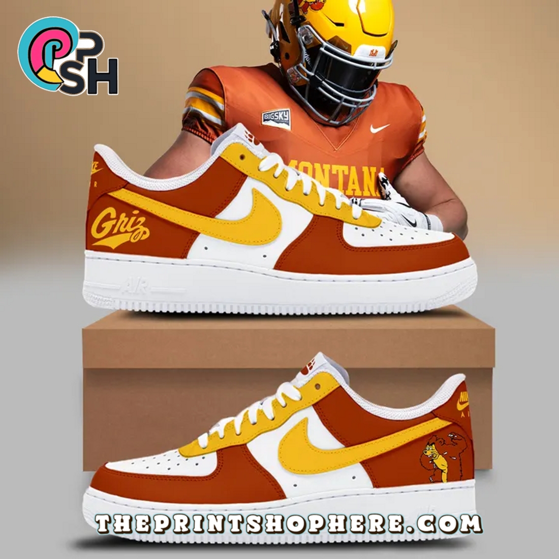 1995 Montana Grizzlies Throwbacks Air Force 1 Sneakers 1995 Montana Grizzlies Throwbacks Air Force 1 Sneakers