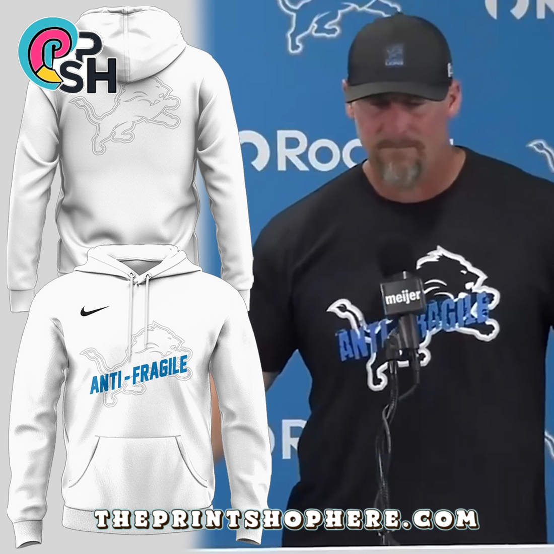 Anti-Fragile Inspired by Coach Dan Campbell Hoodie – White Anti-Fragile Inspired by Coach Dan Campbell Hoodie – White