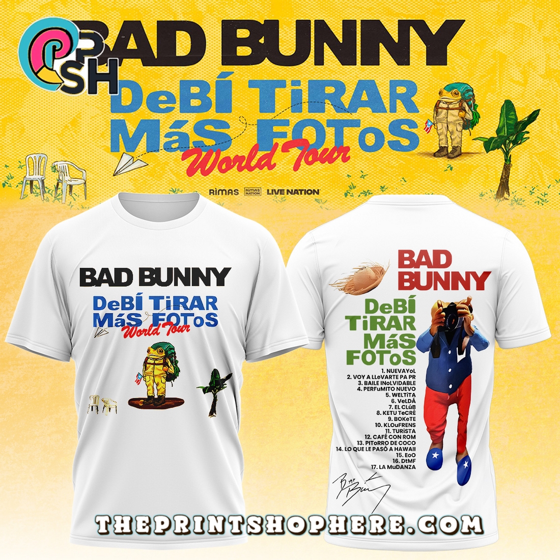 Bad Bunny Debí Tirar Más Fotos World Tour Shirt Bad Bunny Debí Tirar Más Fotos World Tour Shirt