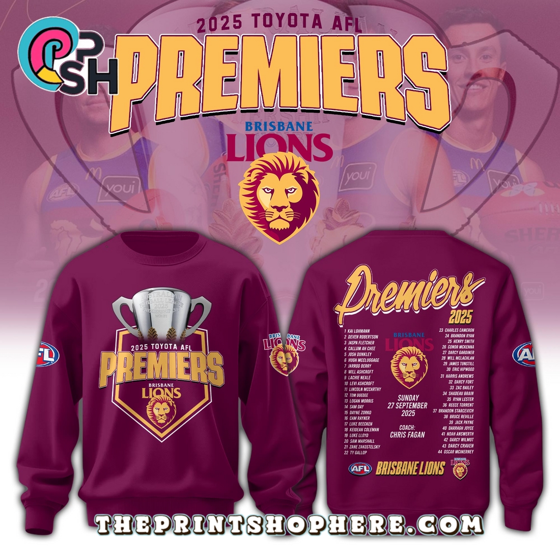 Brisbane Lions AFL Champions Limited Edition Hoodie 2025 Brisbane Lions AFL Champions Limited Edition Hoodie 2025