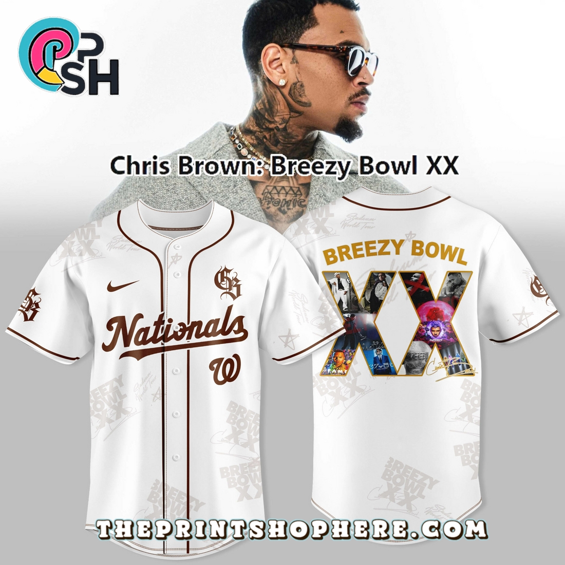 Chris Brown x Washington Nationals Baseball Jersey Chris Brown x Washington Nationals Baseball Jersey