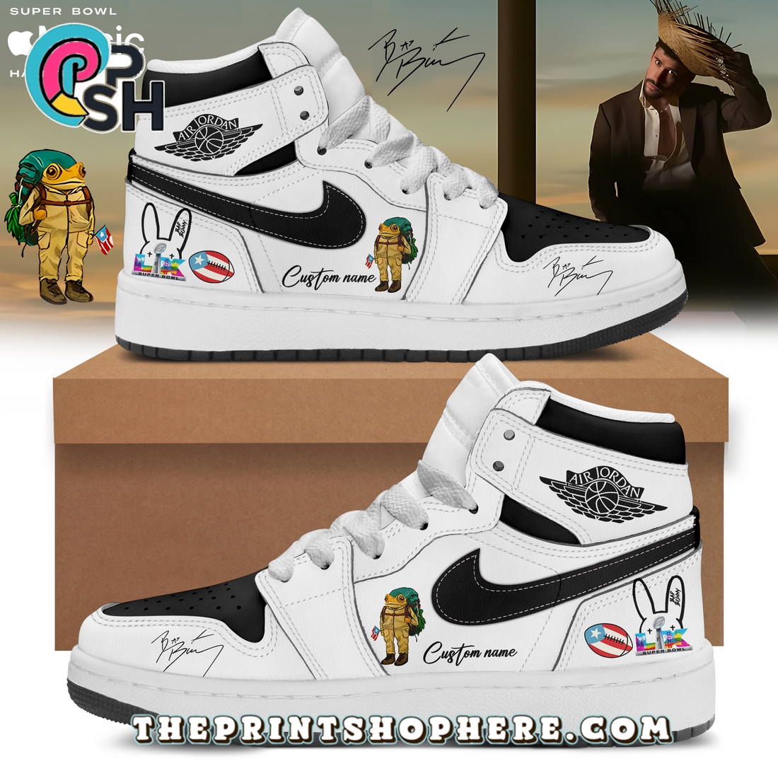Custom NFL x Bad Bunny Super Bowl Air Jordan 1 Custom NFL x Bad Bunny Super Bowl Air Jordan 1