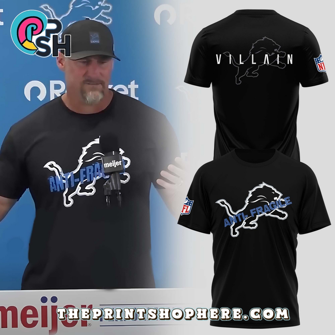 Dan Campbell Detroit Lions Anti – Fragile Black Hoodie Dan Campbell Detroit Lions Anti – Fragile Black Hoodie