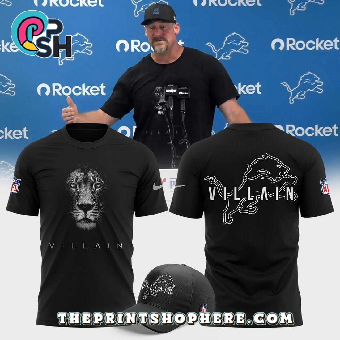 Dan Campbell Detroit Lions Villain 2025 Limited Shirt Dan Campbell Detroit Lions Villain 2025 Limited Shirt