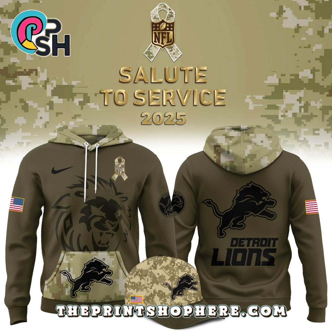 Detroit Lions Salute to Service New Edition Hoodie And Cap Detroit Lions Salute to Service New Edition Hoodie And Cap