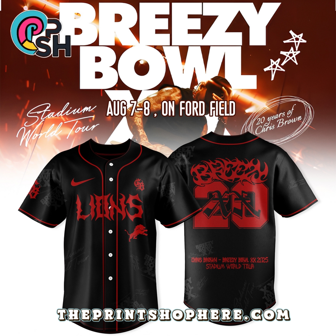 Detroit Lions x Breezy Bowl XX 2025 Baseball Jersey Detroit Lions x Breezy Bowl XX 2025 Baseball Jersey