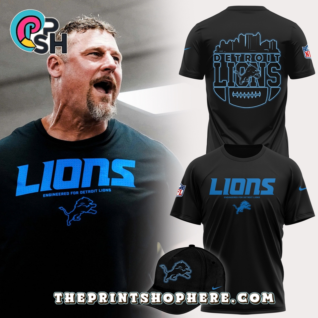 Engineered For Detroit Lions Black Hoodie And Cap Engineered For Detroit Lions Black Hoodie And Cap