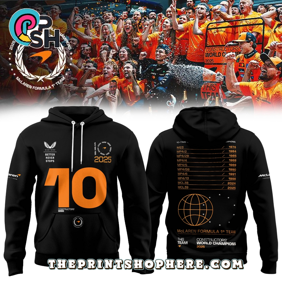 McLaren Formula 1 Team 2025 Constructors Edition Hoodie McLaren Formula 1 Team 2025 Constructors Edition Hoodie