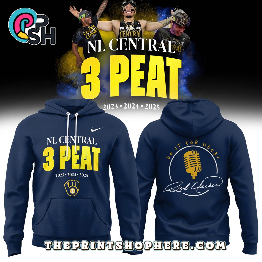 Milwaukee Brewers 3-Peat Playoff Merch Hoodie Milwaukee Brewers 3-Peat Playoff Merch Hoodie