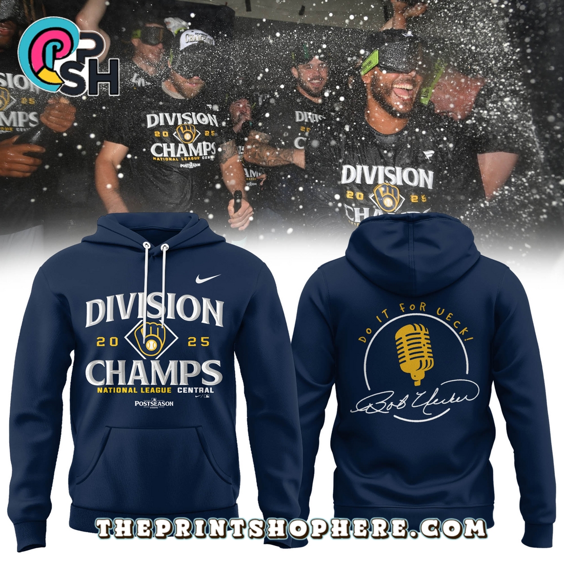 Milwaukee Brewers Division 2025 Champs Navy Hoodie Milwaukee Brewers Division 2025 Champs Navy Hoodie