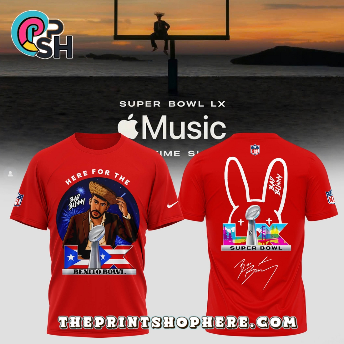 NFL x Bad bunny Super Bowl LX Red Edition Hoodie NFL x Bad bunny Super Bowl LX Red Edition Hoodie