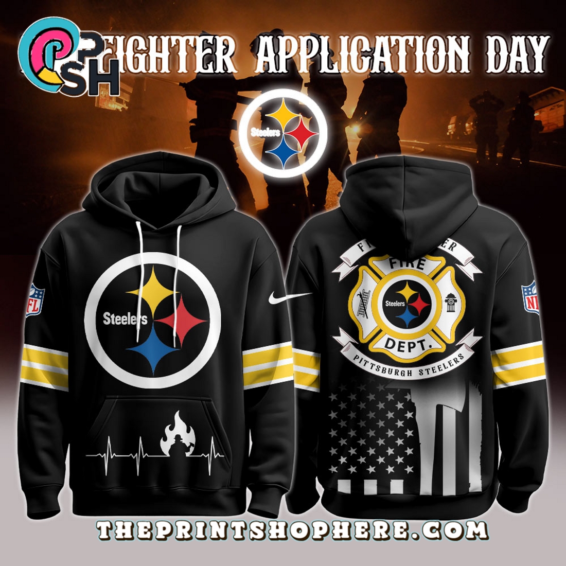 Pittsburgh Steelers NFL x Firefighter Appreciation Limited Hoodie Pittsburgh Steelers NFL x Firefighter Appreciation Limited Hoodie