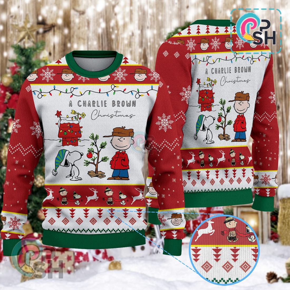 Charlie Brown and Snoopy Christmas Knitted Sweater Charlie Brown and Snoopy Christmas Knitted Sweater