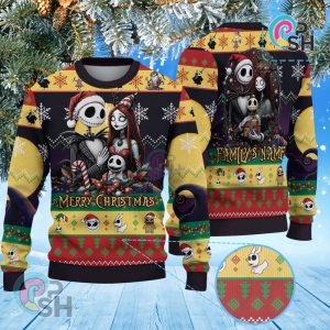 Gothic Christmas Skeleton Family Nightmare Jack and Sally Christmas Knitted Sweater