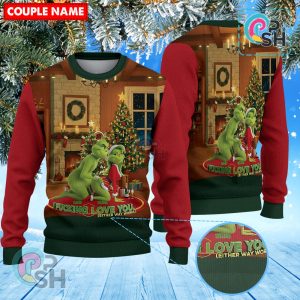 Personalized Merry Grinchmas Mr Mrs Grinch Couple Knitted Sweater