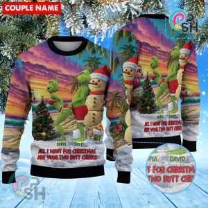 Personalized Mr Mrs Grinch Couple Christmas Knitted Sweater