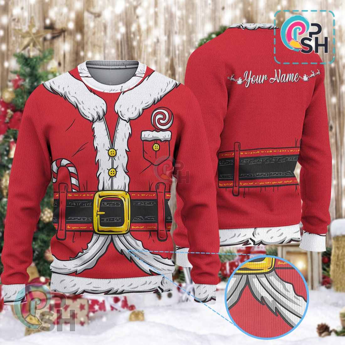 Personalized Santa Claus Christmas Knitted Sweater Personalized Santa Claus Christmas Knitted Sweater